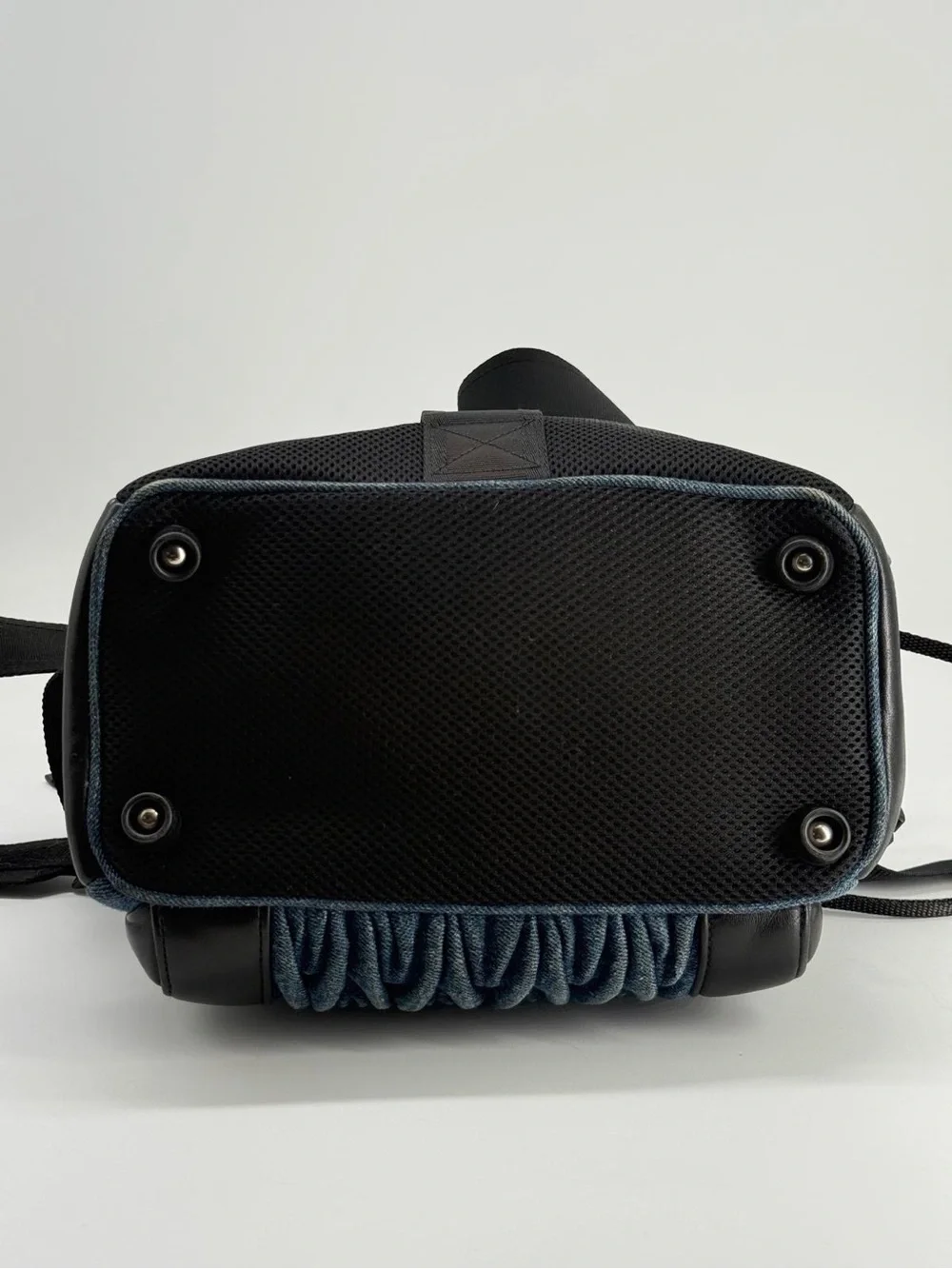 Miu Miu Denim Leather Small Backpack